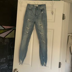 Blue high rise ankle jeggings